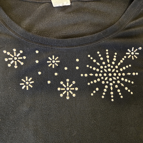 JMS Just My Size Black Snowflake Embellished Fleece Top Women 4X - Picture 2 of 4